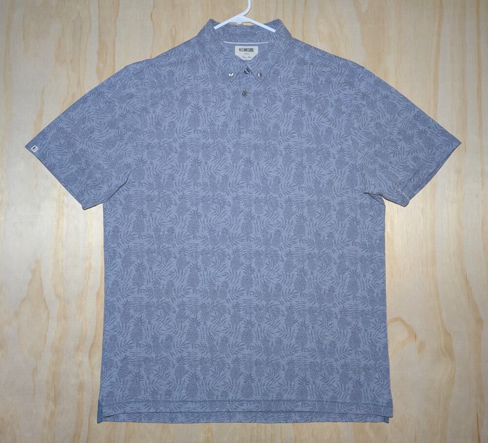 Linksoul Men's XXL Golf Polo Shirt Pineapple Floral Tempus Fugit Stretch